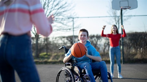 Children playing basketball