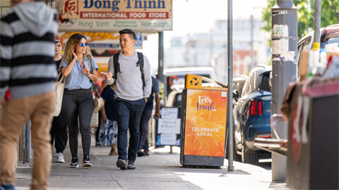 People walking on the sidewalk