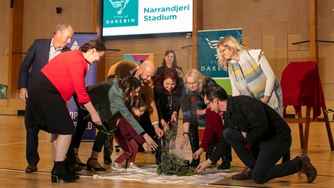 Smoking ceremony at the Narrandjeri Stadium