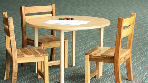 empty children's table and chair set