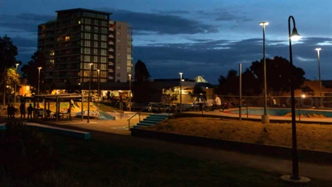 Northcote skate park at night