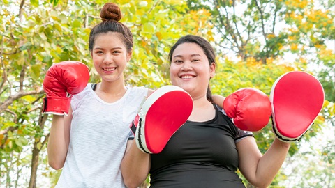 People training in a park