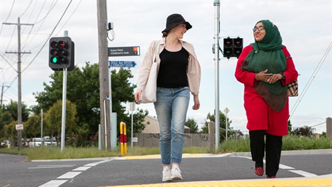 Pedestrians crossing a road