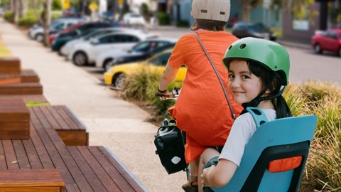 Mum and child on bike