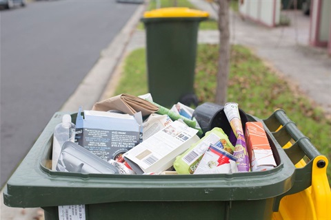 Recycling bin close up