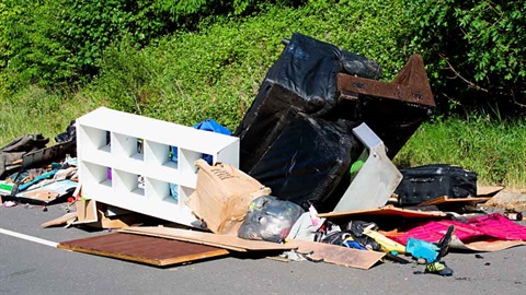 dumped rubbish on road