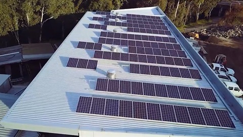 Solar panels on a factory roof