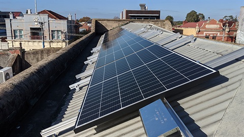 Solar panels on a retail store in Northcote