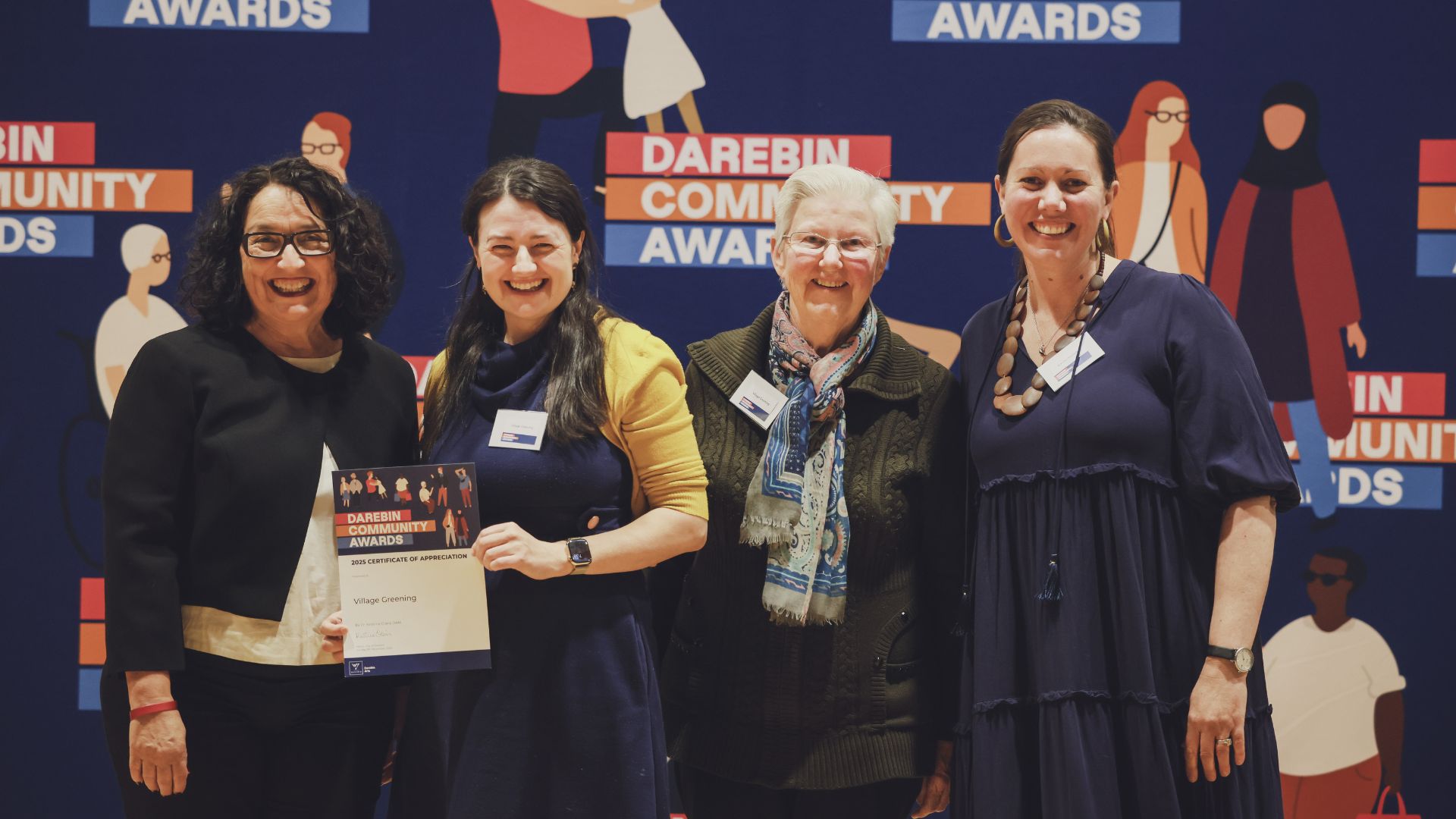 Village Greening accept a certificate of appreciation from Mayor Kristine Olaris at the Darebin Community Awards 2025 photo by Nicole Cleary (A8402788).jpg